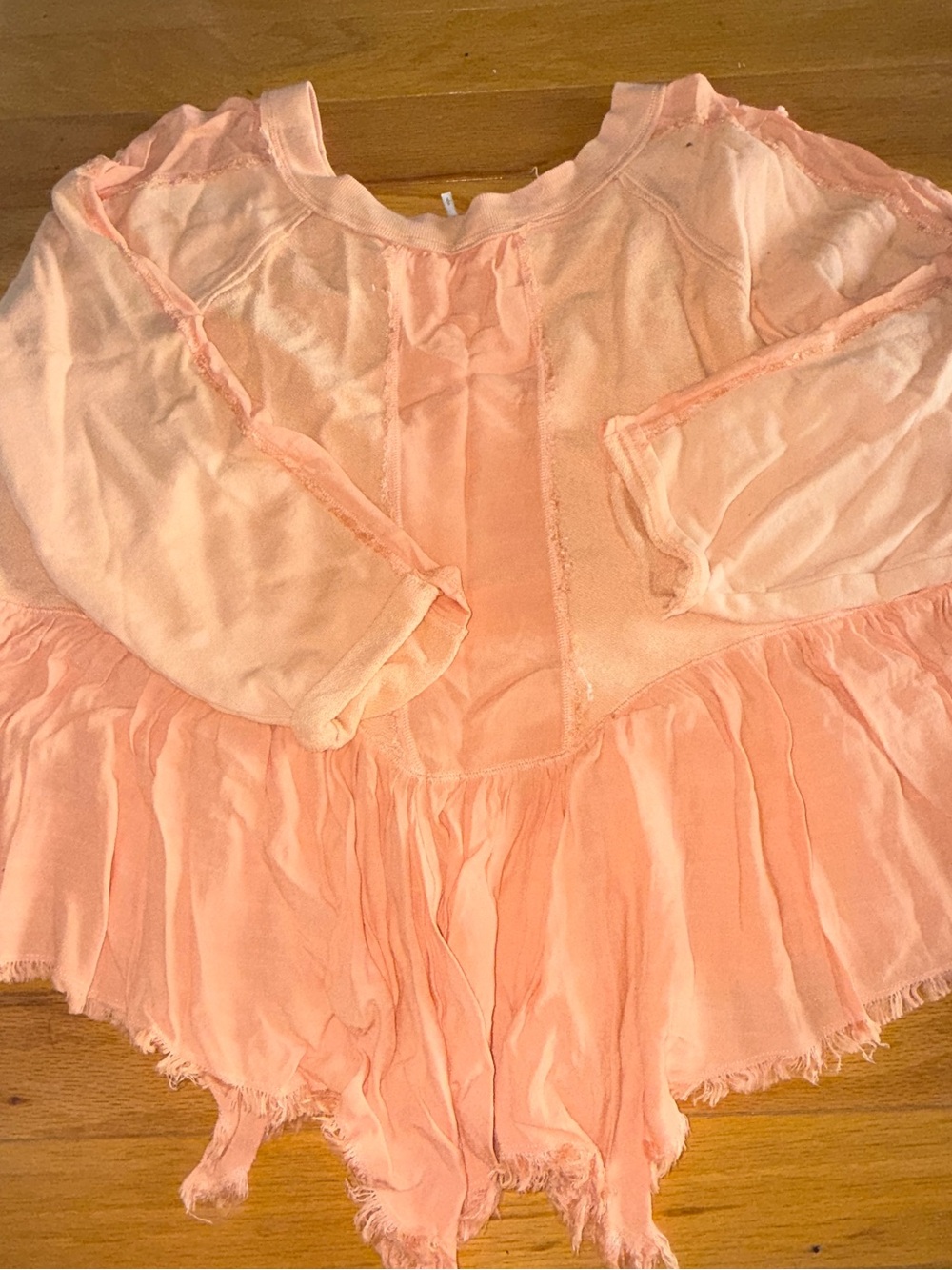 Free People Peach Knit Ruffled Top - Picture 2 of 6